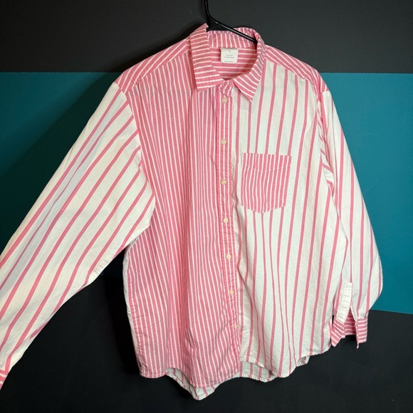 GAP Pink and White Oversized Button Down Shirt - Picture 5 of 10